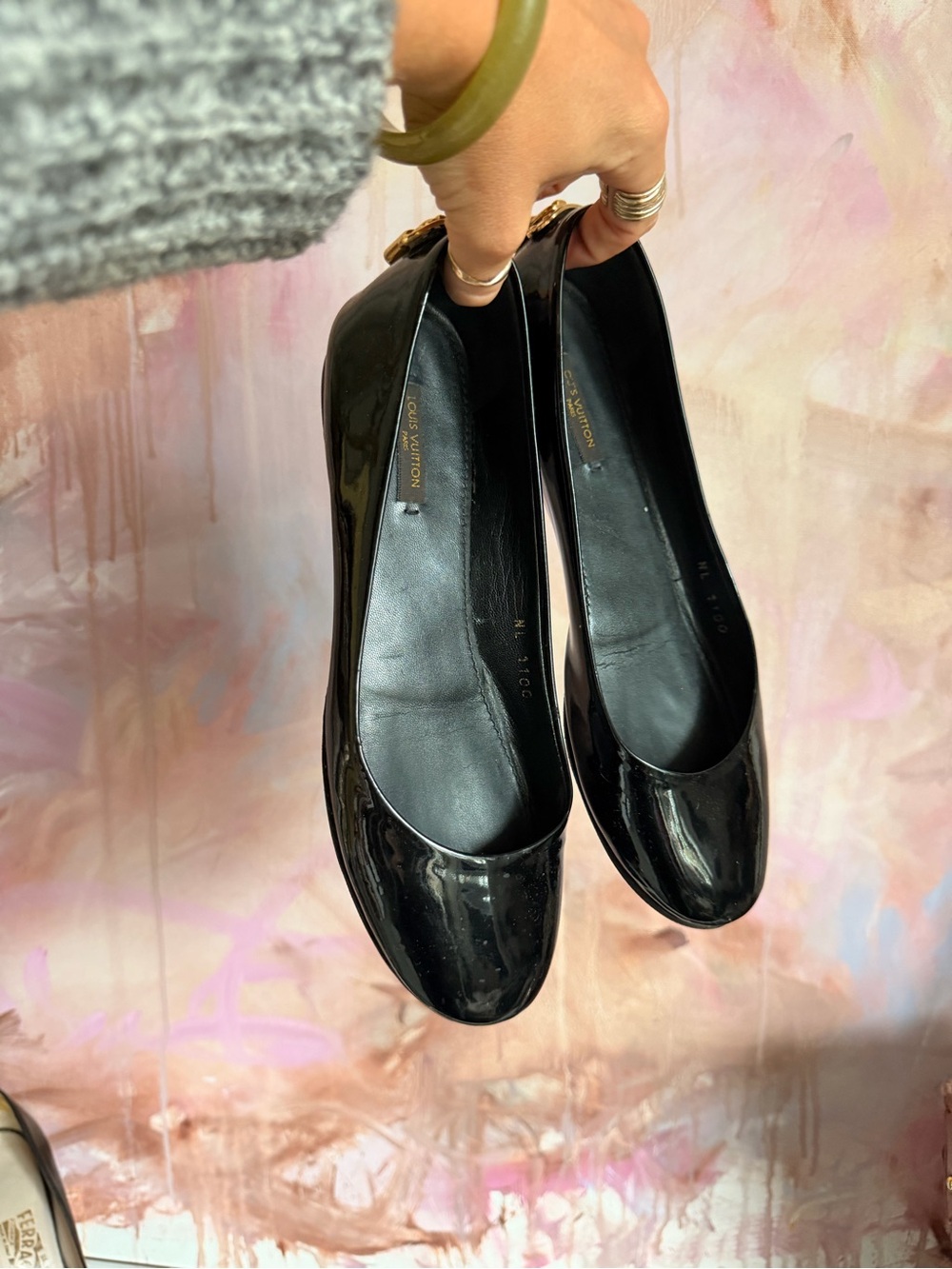 Louis Vuitton Black Patent Leather Round-Toe Ballet Flats
